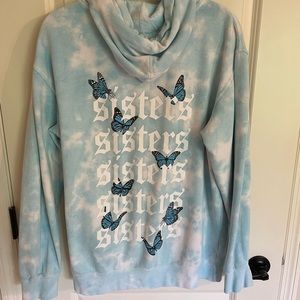 “Sisters” James Charles hoodie - blue with butterflies.